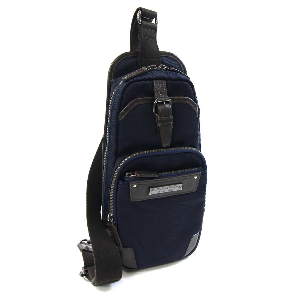 Burberry Body Belt Bum Crossbody bag Navy Blue brown canvas leather shoulder